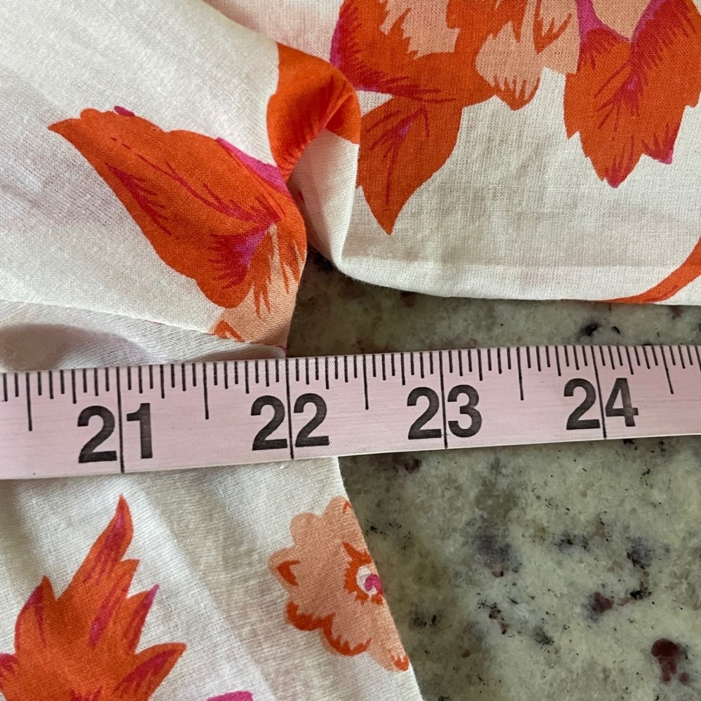 Karni Floral Midi Dress Womens Large Orange Pink Boho Cottagecore Balloon Sleeve - Picture 10 of 11